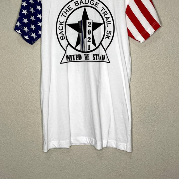 5K Run Shirt Red White Blue 9/11/2021 Back The Badge Twin Towers Remembrance Run - Picture 4 of 12